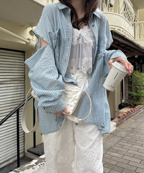 WILLFULLY（ウィルフリー） ブラウス シャツ indigo gauze open 