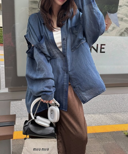 WILLFULLY（ウィルフリー） ブラウス シャツ indigo gauze open 
