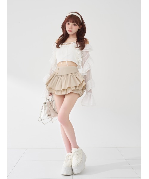 Darich（ダーリッチ） スカート ウエストボタンフリルミニスカート