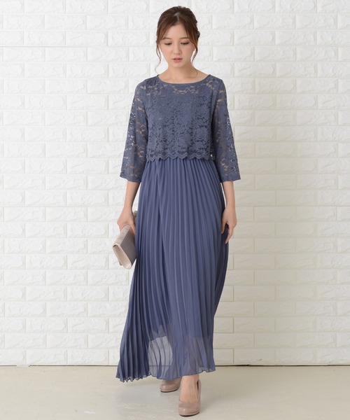 Lace Ladies（レースレディース） ドレス レース七分袖プリーツ
