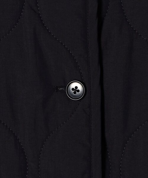 新品　THERMORE キルティング ノーカラー クルーネック ロングコート　黒 SHIPS any コート アウター any: THERMORE キルティング ノーカラー