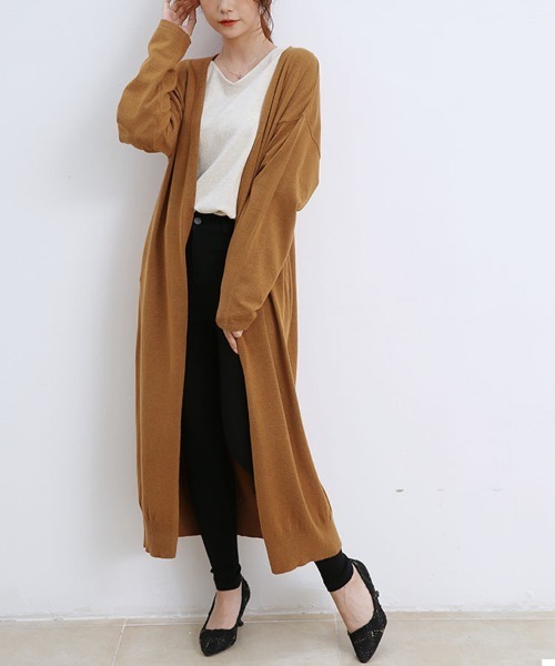 カーディガン カシミヤタッチ ロング丈 ニットカーディガン