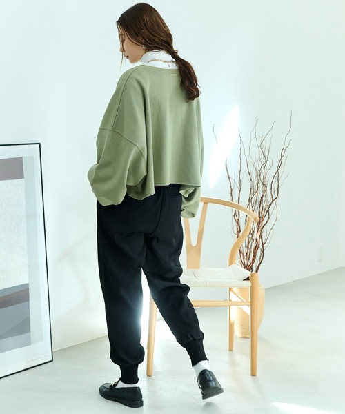 HANNE ニット クロップド丈ボリュームスリーブスウェット/プルオーバー