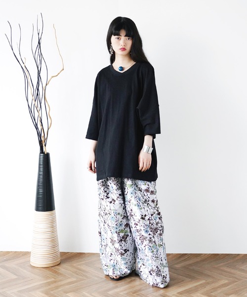 【新品】ドルマンスリーブカットソー　タイダイTシャツ　ブラック　25/47 tシャツ オーバーサイズ ドルマンスリーブ S/S カットソー