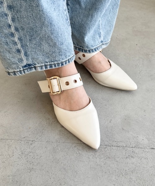 LOEWE【セール】■国内発■ポインテッド フラットミュール ポインテッド2WAYストラップチュールミュール（フラットシューズ