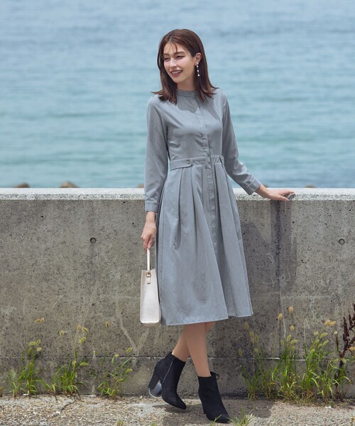 Tiaclasse ワンピース ピーチスキンバンドカラーワンピース : ZOZOTOWN