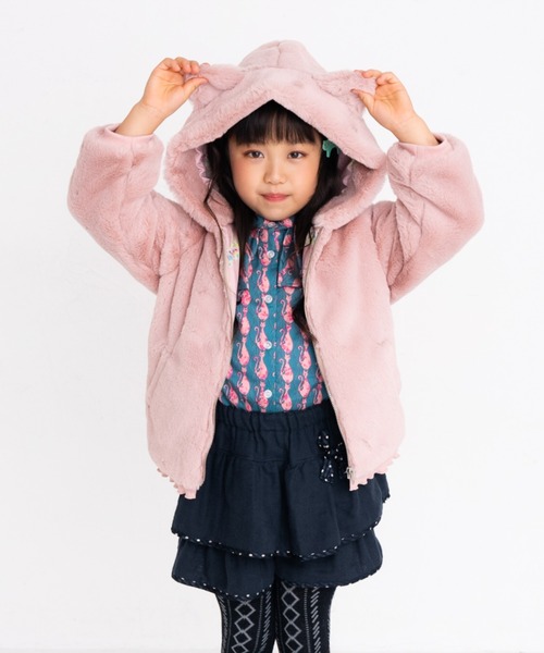 nino（ニノ） コート アウター フードジャケット ねこ耳ファー キッズ
