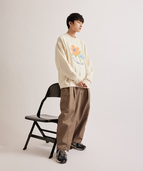 トレーナー スウェット iisy / アブストラクトフラワーデザインクルー 