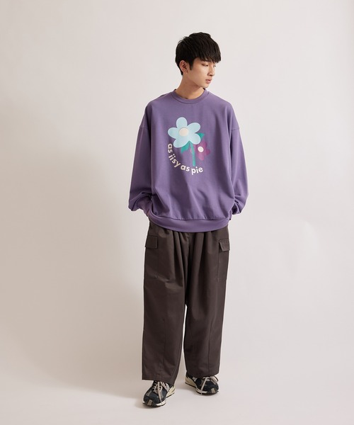 トレーナー スウェット iisy / アブストラクトフラワーデザインクルー 