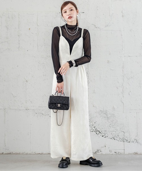 サロペット オーバーオール ジャガードサロペット レディース