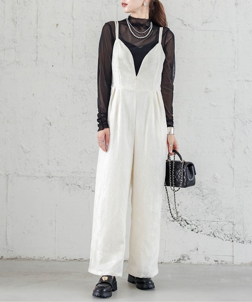 サロペット オーバーオール ジャガードサロペット レディース