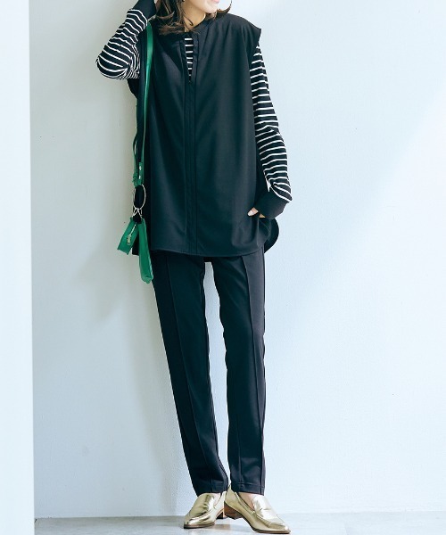 slattgir スラックス パンツ 高身長 ピンタックカットストレート