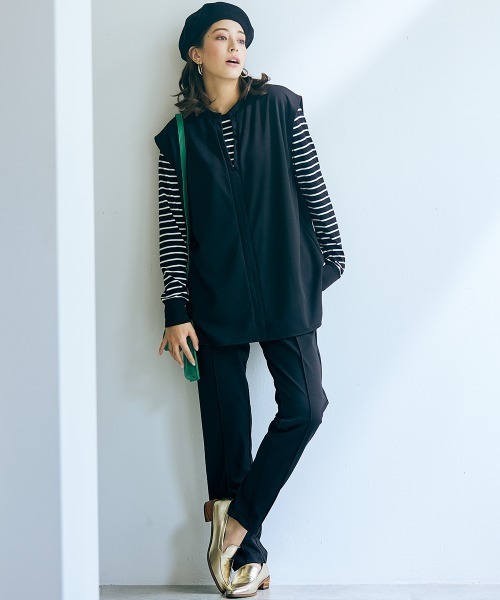 slattgir スラックス パンツ 高身長 ピンタックカットストレート