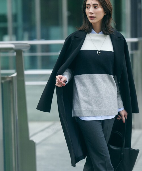 23区【洗える】ウールカシミヤ　カラーブロックニット　44 洗える】ウールカシミヤ カラーブロック ニット / 23区
