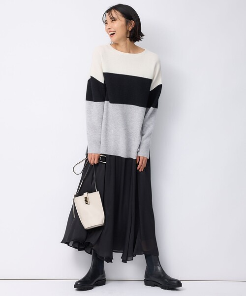 23区 ニット セーター 「洗える」ウールカシミヤ カラーブロック