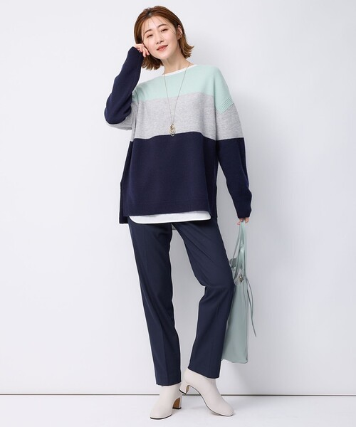 23区 ニット セーター 「洗える」ウールカシミヤ カラーブロック