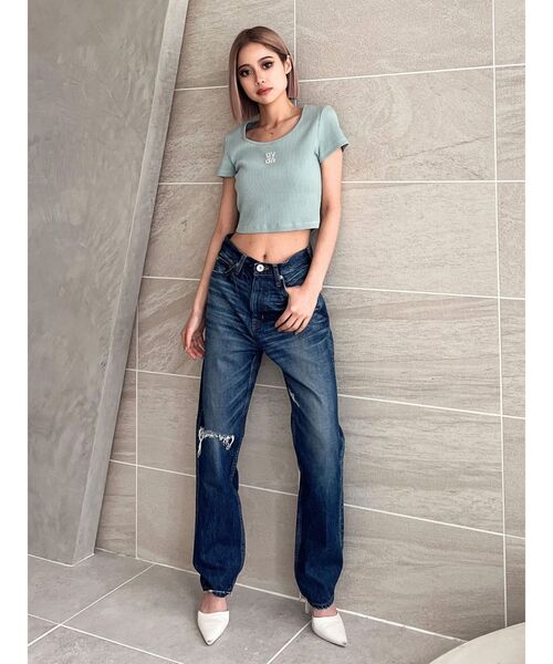 デニム・ジーパン ORR::Straight Denim:XS[RESALE] セール】ORR/オル Pleated Wide-leg Denim Jeans（デニムパンツ