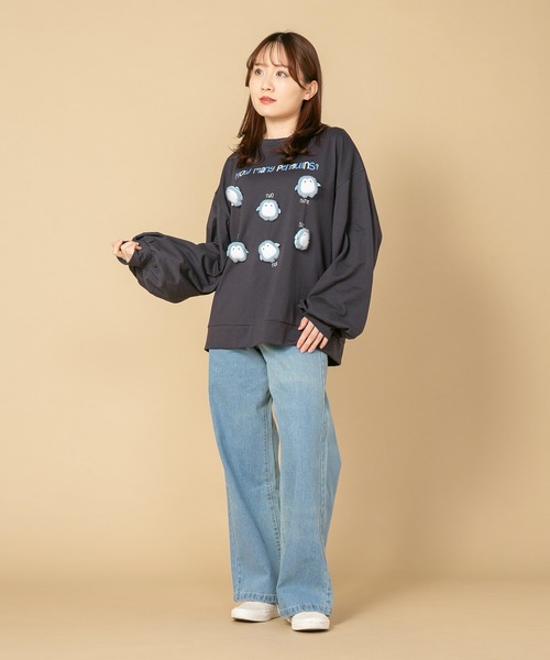 tシャツ 「LIVERY/ライブリー」　クマネコまみロンT　アニマルシリーズ レディース LB/S tシャツ 「LIVERY/ライブリー」 クマネコまみロンT