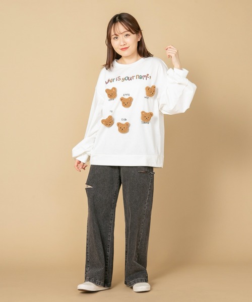tシャツ 「LIVERY/ライブリー」　クマネコまみロンT　アニマルシリーズ レディース LB/S tシャツ 「LIVERY/ライブリー」 クマネコまみロンT