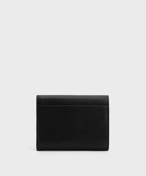 【新品未使用】Charles&amp;Keith フロントフラップウォレット 黒 CHARLES ＆ KEITH（チャールズ&キース） 財布 カーブ フロントフラップ