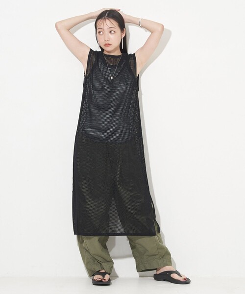 inscrire メッシュ　ワンピース FREAK'S STORE（フリークスストア） ワンピース 2WAY カラー シアー