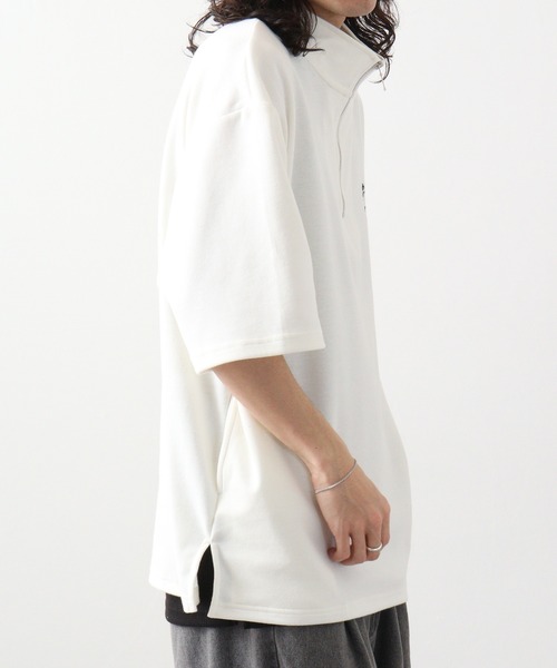 SUGGESTION tシャツ ハーフZIPスタンドポンチ半袖シャツ メンズ