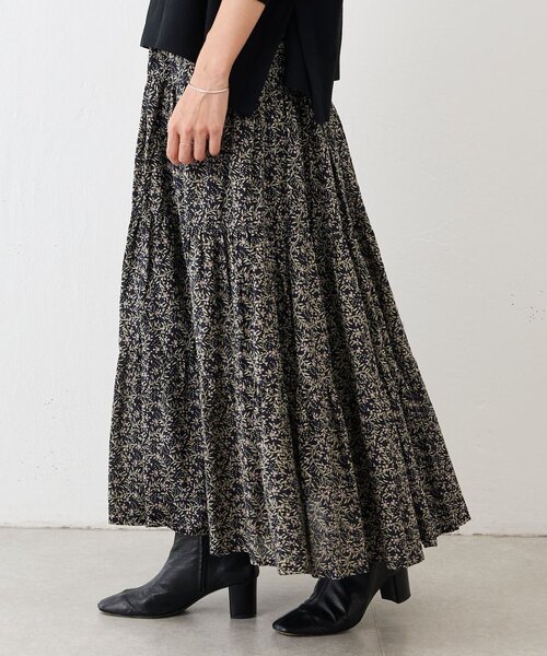 ✶タグ付き✶ ビアズリー プリントティアードギャザースカート BEARDSLEY スカート プリントティアードギャザースカート
