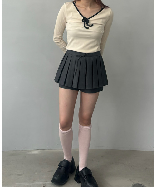 パンツ ボックスプリーツミニスカート キュロットスカート FX24B105