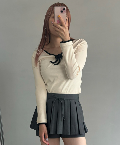 パンツ ボックスプリーツミニスカート キュロットスカート FX24B105