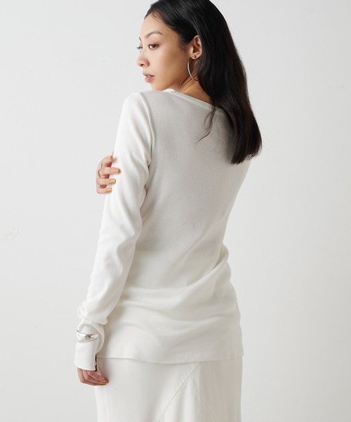 tシャツ コットンテレコクルーネックプルオーバー レディースの画像