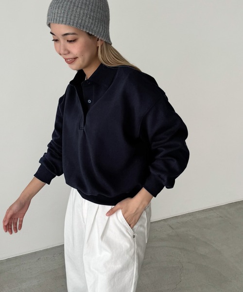 トレーナー スウェット El mar　ポロ襟スウェットプルオーバー レディース CANAL JEAN トレーナー スウェット El mar ポロ襟スウェットプル