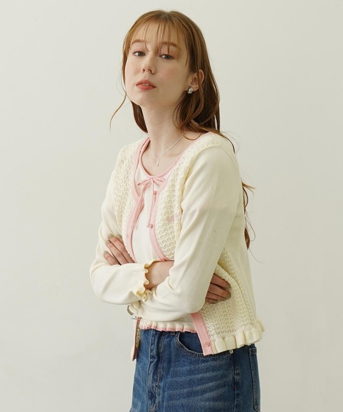 カーディガン FRILL KNIT CARDIGAN レディース