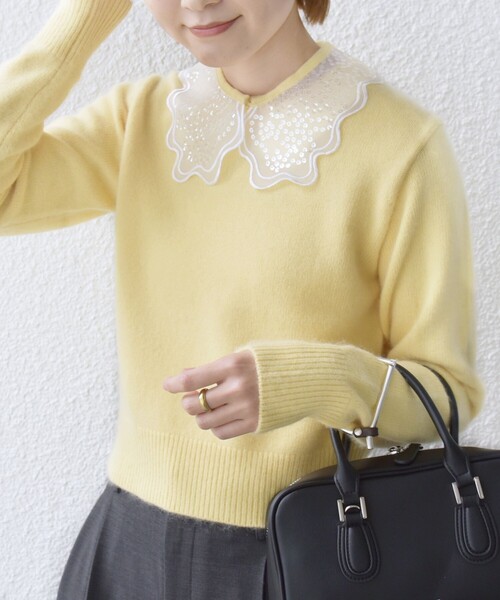 SHIPS（シップス） ニット セーター 「WEB限定」「手洗い可能」布帛 襟