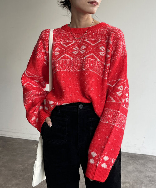 [未使用]CPCM シーピーシーエム♪ハンドニット ウール100%ノルディック柄 CPCM（シーピーシーエム） ニット セーター ノルディックニット