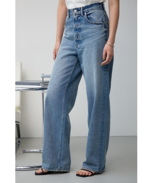 ジーンズ デニム デニムパンツ 「累計25，000本突破！」「サイズ，身長別画像あり」AZUL DENIM ハイウエストワイドデニム レディースの画像