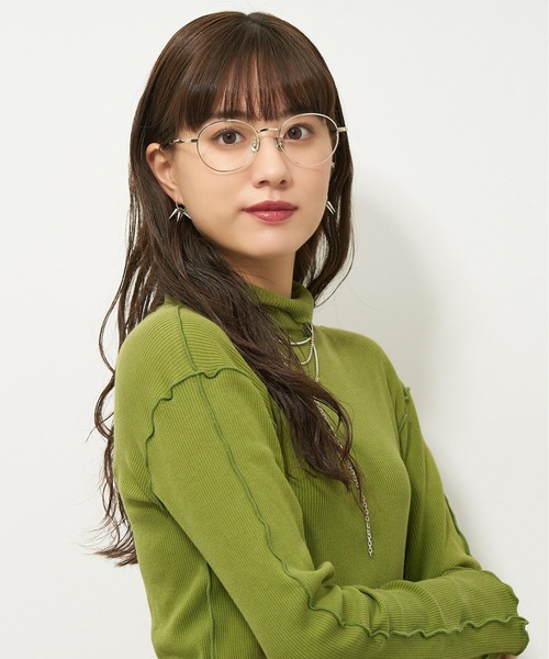 【メガネ女子】love by e.m. スタッズが可愛く揺れるべっこうメガネ Zoff 伊達メガネ メガネ 眼鏡 「LOVE BY e.m.コラボ」“flutter
