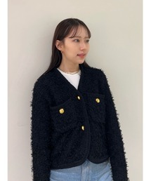 Mila Owen カーディガン ニットツイードショートジャケット