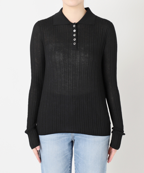 Spick&Span シアーポロシャツニットプルオーバー Spick & Span｜手洗い可 / シアーポロシャツニットプルオーバー