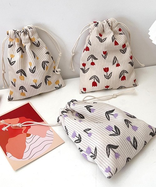 Mignonjour ポーチ Mignonjour/チューリップ柄巾着ポーチ M2666