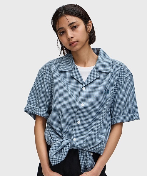 FRED PERRY シャツ Micro Gingham Seersucker Shirt／マイクロ
