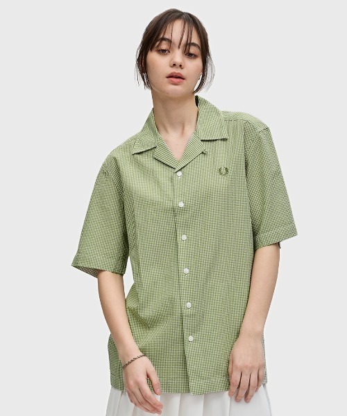 FRED PERRY シャツ Micro Gingham Seersucker Shirt／マイクロ