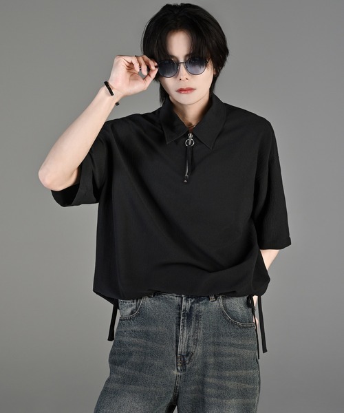 ADRER（アドラー） シャツ 半袖 CODE CRINKLE HALF ZIP SHIRT / コード