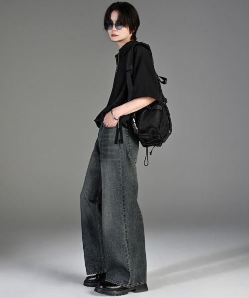 ADRER シャツ CODE CRINKLE HALF ZIP SHIRT メンズ レディース