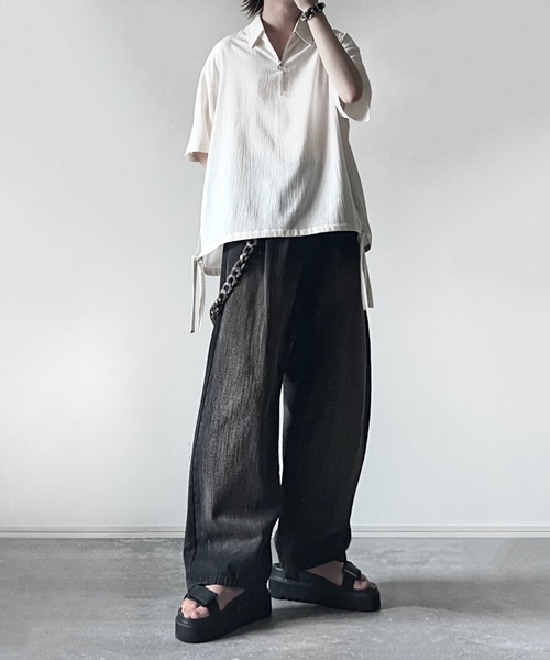 ADRER シャツ CODE CRINKLE HALF ZIP SHIRT メンズ レディース