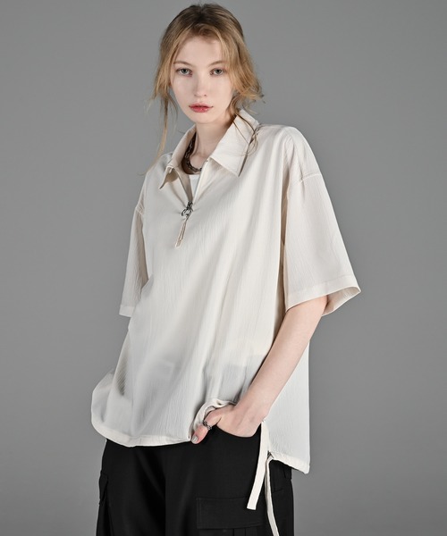 ADRER シャツ CODE CRINKLE HALF ZIP SHIRT メンズ レディース