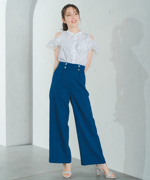 MHL, デッキ ワイドパンツ スラックス マリン MISCH MASCH パンツ 2025春夏新作 マリン風ワイドパンツ