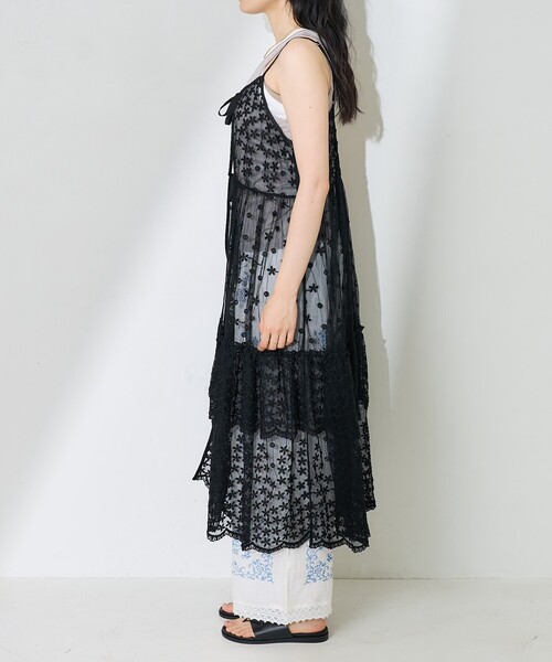 値下げ新品　オープンショルダーレースワンピース・キャミワンピースレイヤードフレア GIRL DRESS FOR NOW ドレス オープンショルダーレースワンピース