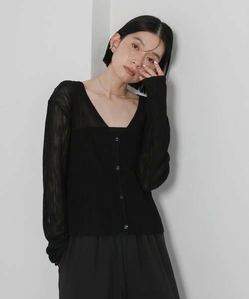 select MOCA（セレクトモカ） カーディガン シアーリブVネック