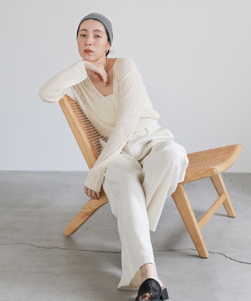 select MOCA（セレクトモカ） カーディガン シアーリブVネック