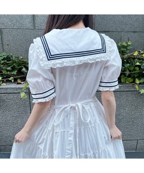 [新品]今期現行品ピンクハウス❤️セーラーカラーティアードワンピース裾周り4m以上 PINK HOUSE ワンピース セーラーカラーワンピース : ZOZOTOWN